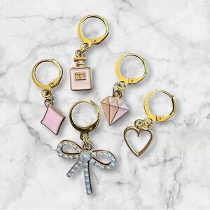 Set of 5 Gold and Pink Shoe Charms